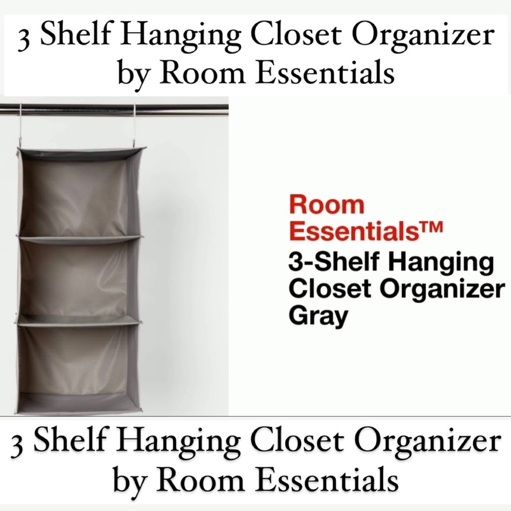 🆕 3 Shelf Hanging Closet Organizer by Room Essentials